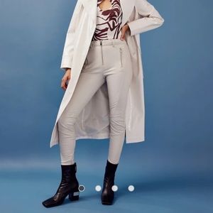 Topshop faux leather leggings in ecru